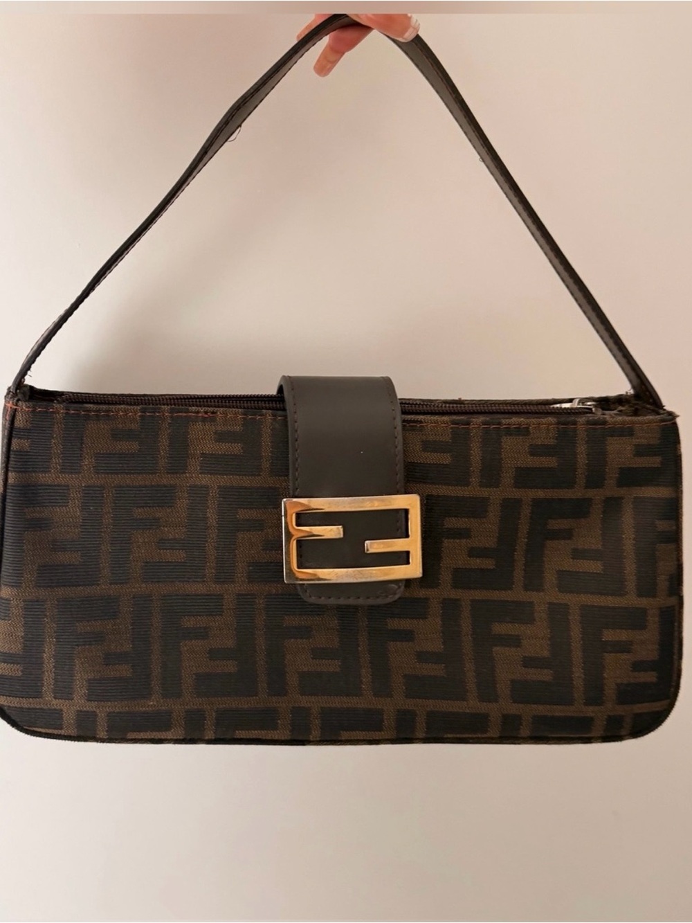 Brown Monogram Shoulder Bag w/Gold Hardware